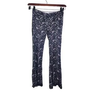 Alexis women's black lace cotton flare legs casual designer casual pants Medium